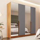 Ver imagem 1 de Guarda Roupa Casal 4 Portas e 4 Gavetas com Espelho 240847 Linha Porto Politorno Móveis