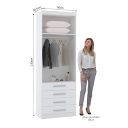 Guarda Roupa Modulado 90cm 2 Portas e 4 Gavetas Alpes Luciane Móveis - 3