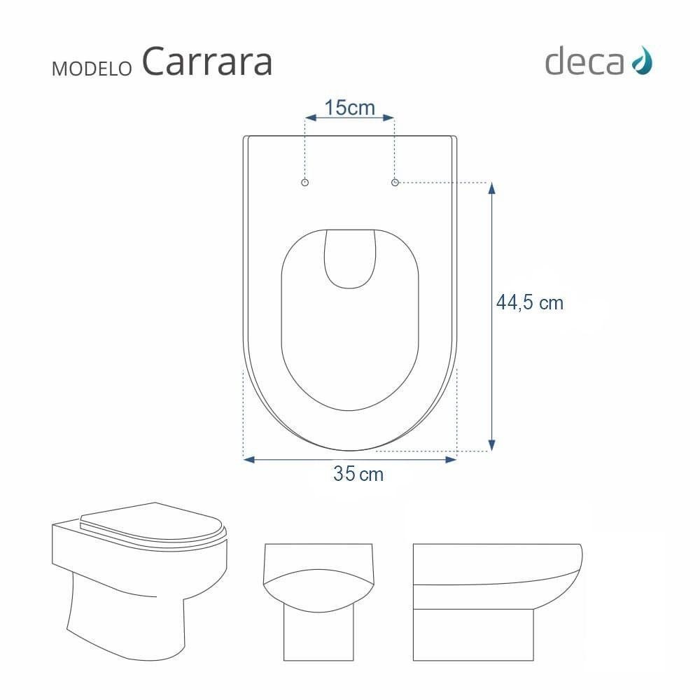 Tampa de Vaso Poliéster Com Fechamento Lento Carrara Preto para Louça Deca com Ferragem Preta - 4