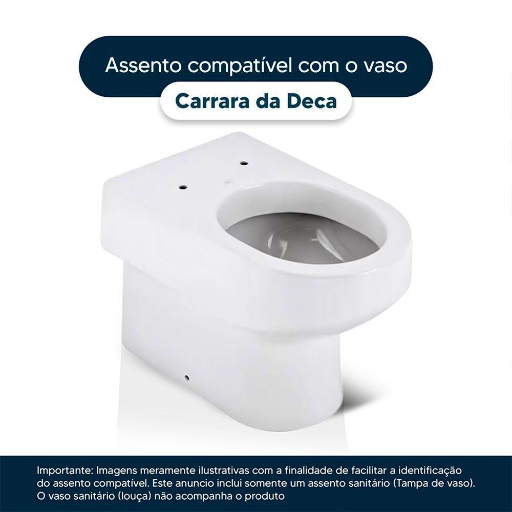 Tampa de Vaso Poliéster Com Fechamento Lento Carrara Preto para Louça Deca com Ferragem Preta - 3