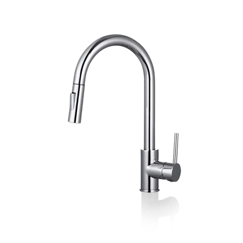 Torneira de Cozinha Gourmet Monocomando Misturador Extensível Spray Arco Escovada - Paraná