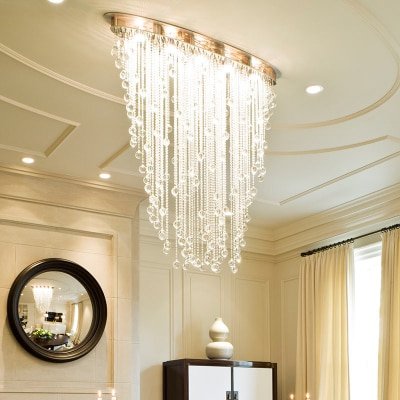 Lustre moderno de luxo com montagem embutida, luminária de luxo com design oval para sala de estar - - 6