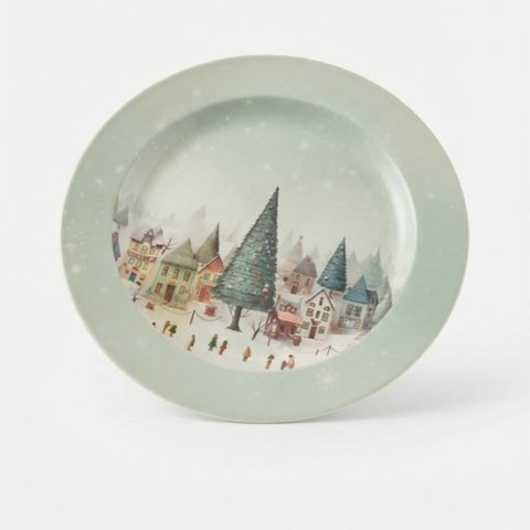 Prato Redondo de Melamina para Jantar Figuras Natalinas 35cm:Floresta