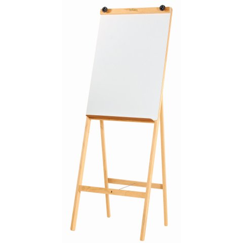 Cavalete Porta Bloco Flip Chart com Quadro Branco Estrutura Madeira Pinus Natural Altura 1,50 Metros