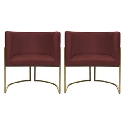 Kit 2 Poltronas Decorativa Recepção Luna Suede Cores Base de Ferro Champagne - 1