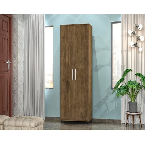 Armário Multiuso Marrom para Escritório Quarto com Rodinhas Rodízios Espaçoso com 2 portas - Az