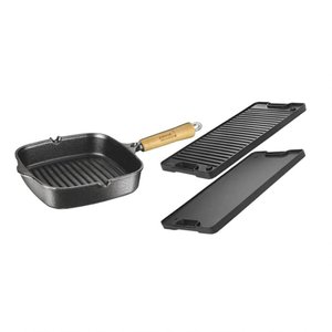 Kit Chapa Dupla Face Alça de Ferro e Frigideira Cook Grill