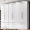 Ver imagem 2 de Guarda Roupa Casal 6 Portas 6 Gavetas Mari 230 cm Branco Absoluto Zanz