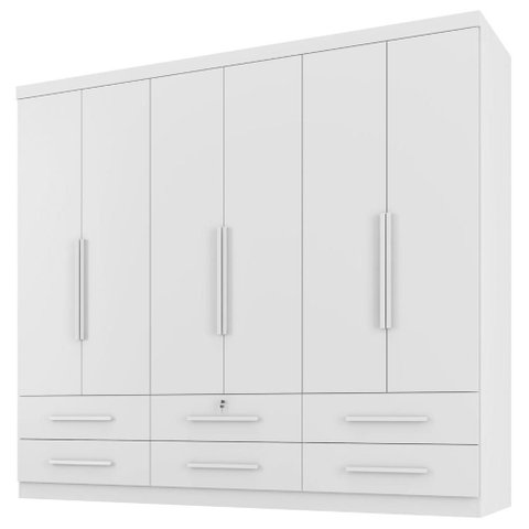 Guarda Roupa Casal 6 Portas 6 Gavetas Mari 230 cm Branco Absoluto Zanz