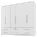 Ver imagem 1 de Guarda Roupa Casal 6 Portas 6 Gavetas Mari 230 cm Branco Absoluto Zanz