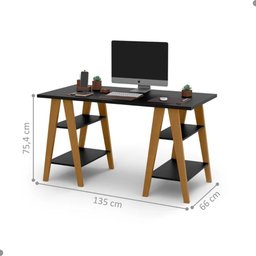 Mesa para Computador Pés Cavalete Maricá Preto - 3
