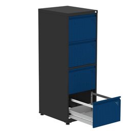 Armário de Arquivo Oficio 4 Gavetas Pandin 47 Cm (larg) Aço Preto C/ Frente Gaveta Azul C/ Chave - 2