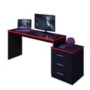 Ver imagem 1 de Mesa Escrivaninha Escritório Estudo com Gavetas Gamer Drx 5000 Preto Vermelho Móveis Leão
