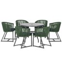 Ver imagem 1 de Mesa com 6 Cadeiras de Jantar Roma 120cm e Noronha em Alumínio Preto Corda Náutica Estofado 12 Trama