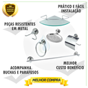 Ver imagem 2 de Kit Acessório para Banheiro Aço Inox 6 Peças com Porta Shampoo Vidro Canto Cód. 7230