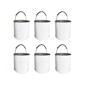 Kit Balde Metalico Com 6 Peças Multiuso Com Alça 12 Litros Branco