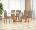 Ver imagem 6 de Conjunto Sala de Jantar Mesa Apogeu 170 Tampo Vidro Off White com 6 Cadeiras Apogeu - Lopas Amendoa