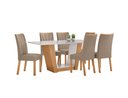 Ver imagem 1 de Conjunto Sala de Jantar Mesa Apogeu 170 Tampo Vidro Off White com 6 Cadeiras Apogeu - Lopas Amendoa