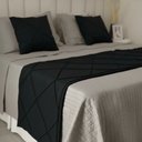 Ver imagem 3 de Peseira Drapeada Veludo Luxo 2,90x0,50m Dupla Face cama king Preto