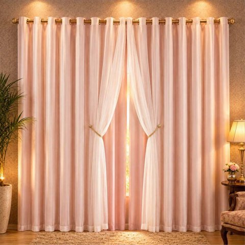 Cortina Egito para Varão 3,00m x 2,50m Poliéster para Decoração Rosê Casa Show