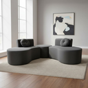 Ver imagem 2 de Sofá Modular Orgânico Monterrey 260cm + Puff Suede Cinza