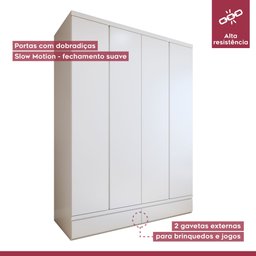 Guarda-roupa Infantil 4 Portas 5 Gavetas 100% Mdf Aconchego - 6
