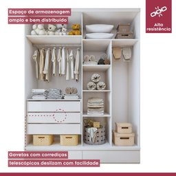 Guarda-roupa Infantil 4 Portas 5 Gavetas 100% Mdf Aconchego - 3