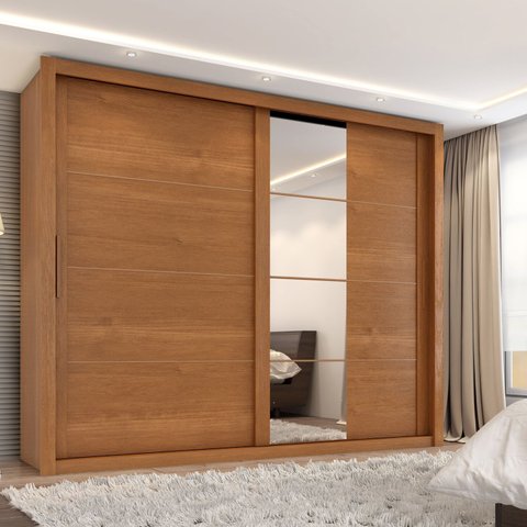 Guarda Roupa Casal Essencial 2 Portas de Correr 6 Gavetas com 4 espelhos