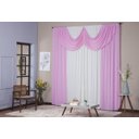 Ver imagem 1 de Cortina Paris 4,00 X 2,80 com Bando Sala Quarto Porta Balcão Malha Gel Varão Simples:palha e Rosa