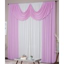 Ver imagem 2 de Cortina Paris 4,00 X 2,80 com Bando Sala Quarto Porta Balcão Malha Gel Varão Simples:palha e Rosa