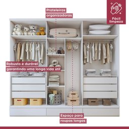 Guarda-roupa Infantil 6 Portas 9 Gavetas 100% Mdf Encanto - 4