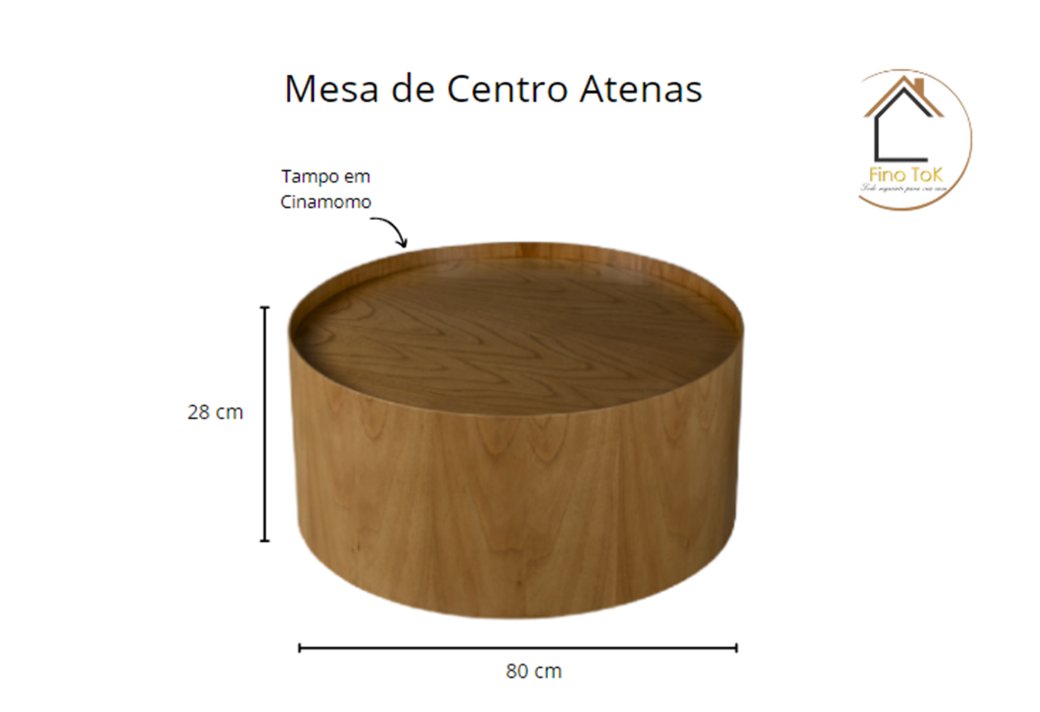 Mesa de Centro Redonda Atenas Sala de Estar - 3