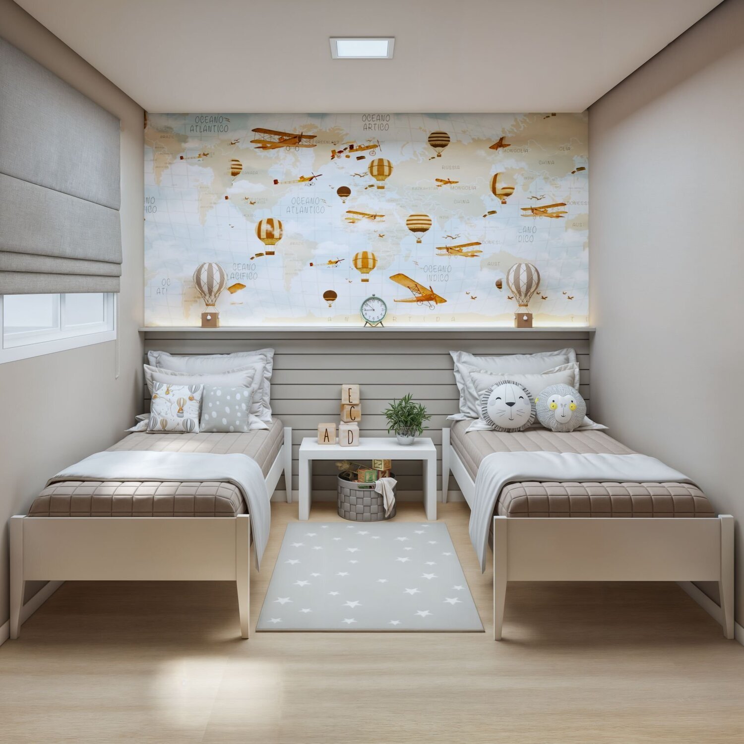 Quarto Infantil Completo com 2 Camas Sonho 90cm em Madeira Maciça - 1