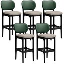 Ver imagem 1 de Kit 5 Banquetas Alta Bar Cozinha Sala Jantar Betta L02 Preto Facto Verde Linho Bege - Lyam Decor