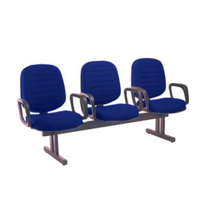 Cadeira em Longarina com 03 Lugares Linha Blenda Azul