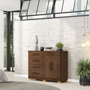 Cômoda Sapateira 5 Gavetas Sirius - Aurum:imbuia Rustico