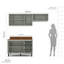Ver imagem 2 de Armário de Cozinha Modulada Completa 3 Peças 200cm com Tampo 250039 Koya Politorno Móveis