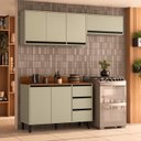 Ver imagem 1 de Armário de Cozinha Modulada Completa 3 Peças 200cm com Tampo 250039 Koya Politorno Móveis