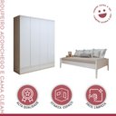 Ver imagem 2 de Quarto Infantil Completo com 1 Cama Babá Clean 90cm e Guarda-roupa Aconchego