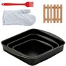 Jogo de Assadeira Quadrada 03 Peças Antiaderentes + Luva Térmica + Pincel Vermelho + Descanso de Pan - 1