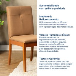 Cadeira Madeira Maciça Estofada Tiê Maxx CabeCasa MadeiraMadeira - 10
