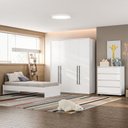 Ver imagem 1 de Guarda-roupa Sevilha 4 Portas Cômoda 4 Gavetas Cama Infanto Juvenil Solteiro