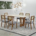 Ver imagem 2 de Mesa de Jantar Liz 160x80cm Vidro 25mm Cinamomo Off White com Kit 6 Cadeiras Linho Prata - Valdemóve