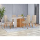 Ver imagem 3 de Conjunto Sala de Jantar Mesa Astrid 170 6 Lugares Tampo Vidro Maxi Off com Cadeiras Luar Amendoa