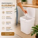 Ver imagem 4 de Lixeira Pia Rattan 4,5L Plástico Abertura de Pressão Tampa Click Branca Cozinha Escritorio