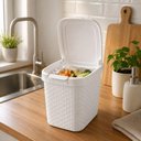 Ver imagem 1 de Lixeira Pia Rattan 4,5L Plástico Abertura de Pressão Tampa Click Branca Cozinha Escritorio