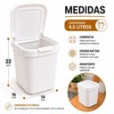 Ver imagem 5 de Lixeira Pia Rattan 4,5L Plástico Abertura de Pressão Tampa Click Branca Cozinha Escritorio