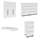 Ver imagem 2 de Guarda-roupa Sevilha 4 Portas Cômoda 8 Gavetas Mesa de Cabeceira 3 Gavetas Cama Infanto Juvenil