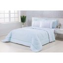 Ver imagem 1 de Kit Edredom 100% Algodão Percal 150 Fios Dupla Face Queen + Jogo de Cama 7 Peças - Verde-branco