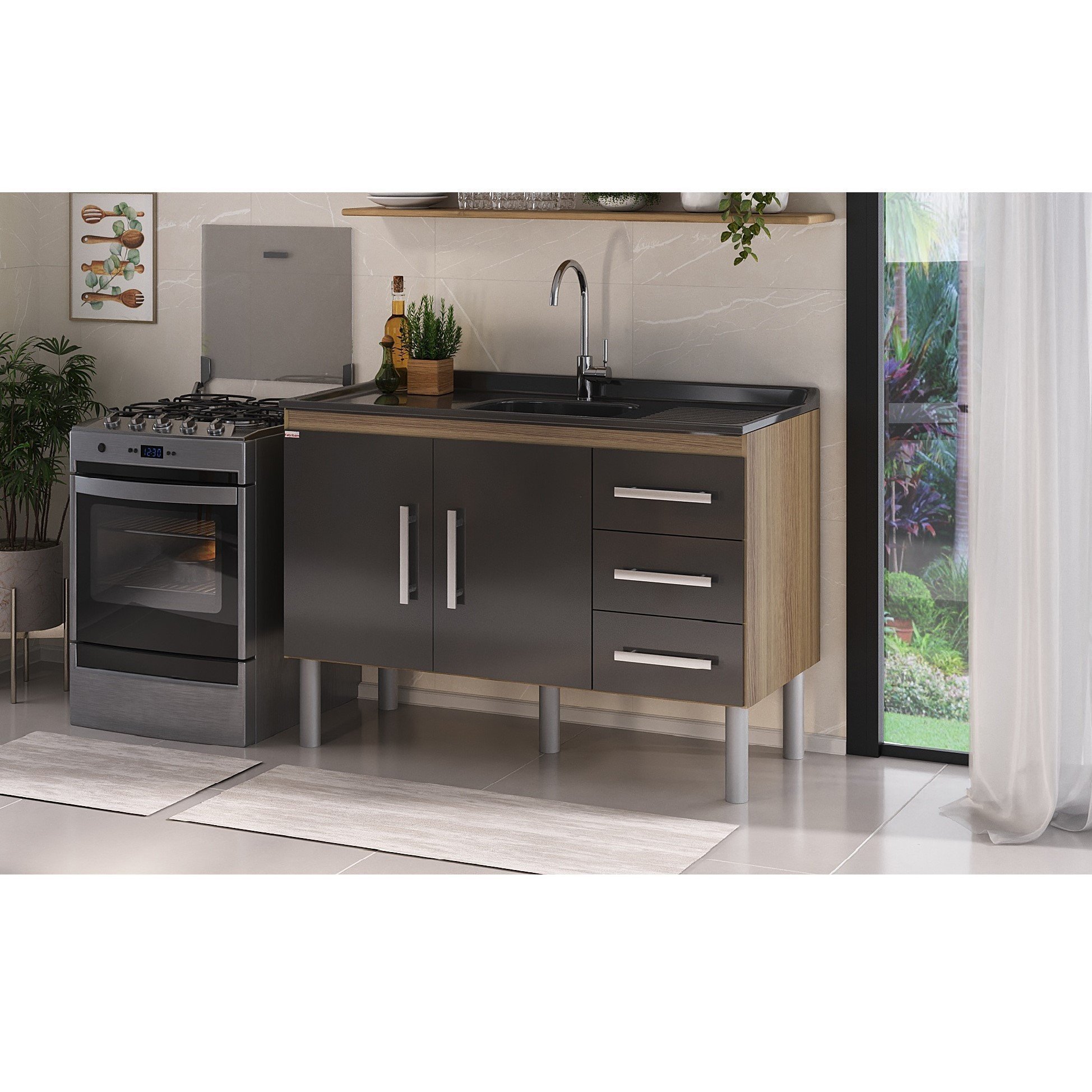 Armário para Pia de Cozinha Plena 120cm em Mdf - Fabribam | MadeiraMadeira